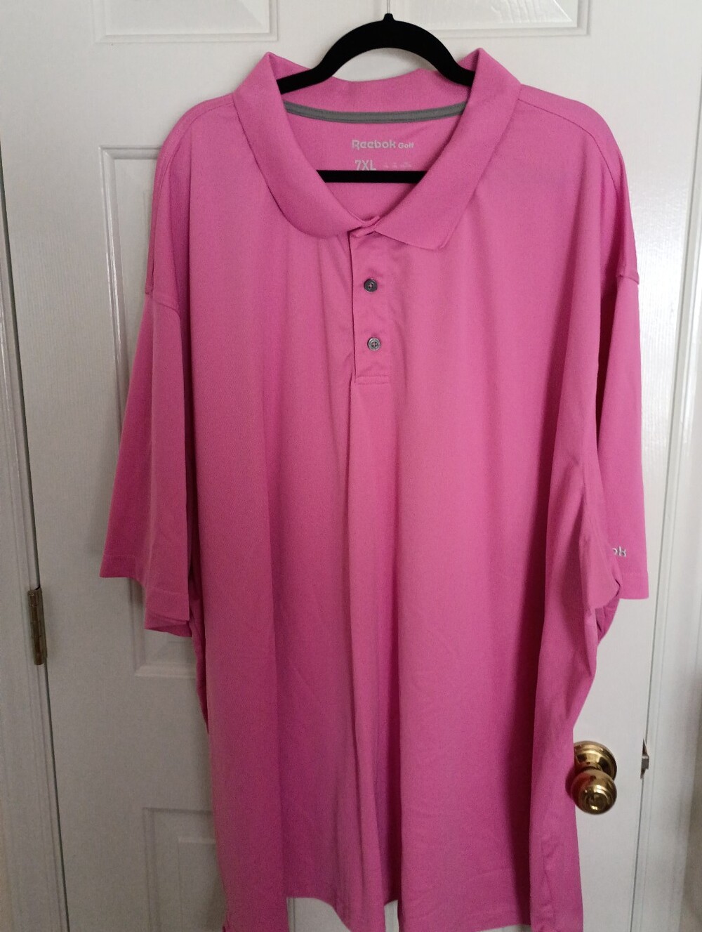 Reebok Men's Bright Pink Short-Sleeve Golf Polo Shirt. Size 7 XL